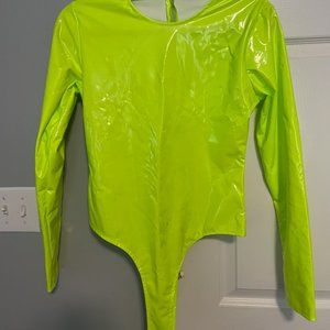 Faux latex neon Bodysuit